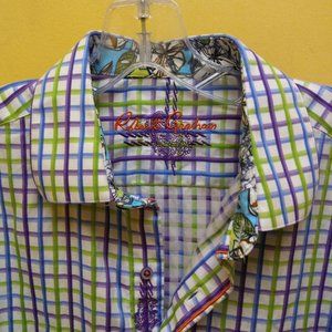 Robert Graham plaid shirt L/S blue green purple L